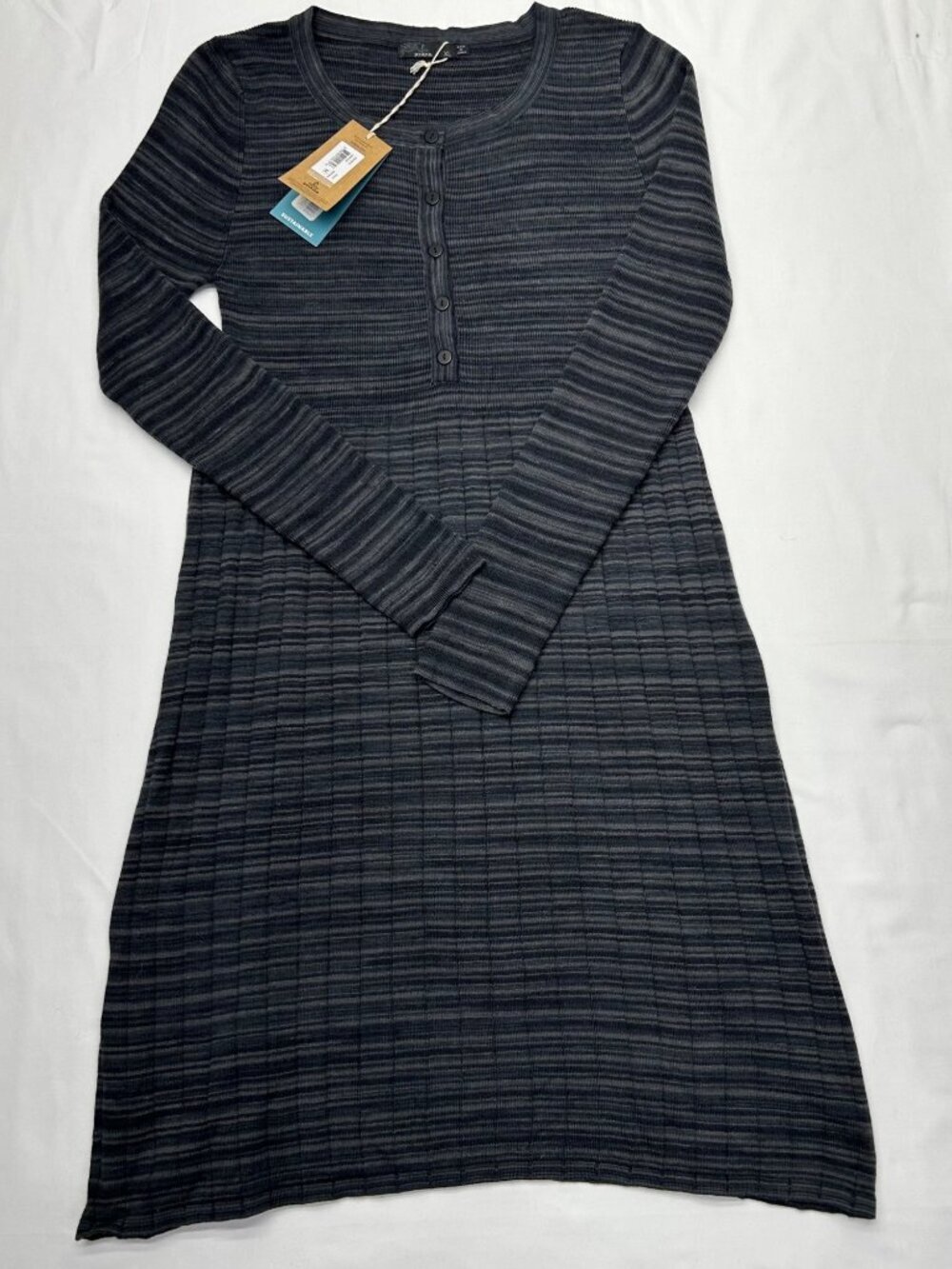 Prana Leandra Dress NWT Women's XL Black/Gray Button Front Placket - Picture 6 of 16